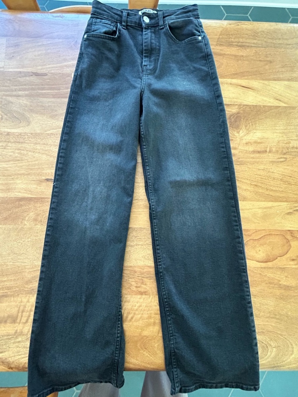 ONLY Black Denim High-Rise Wide-leg Jeans Women Size 25